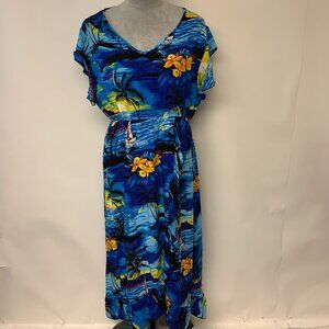 Hawaii Hangover Dress Womens SZ 2XL Midi Tropical Island Resort Vacation Artsy
